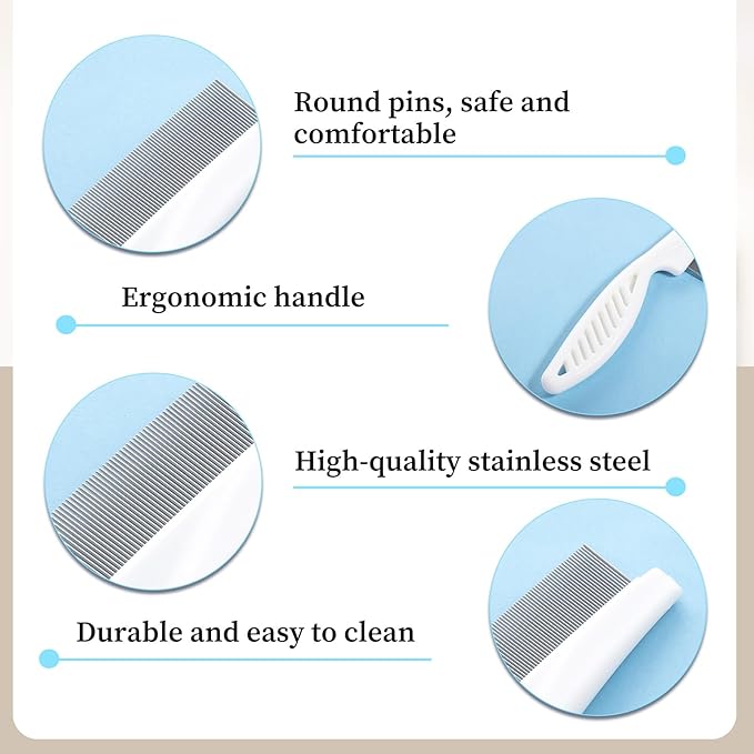 2 Pcs Dog Hair Comb Pet Grooming Combs for Flea and Tear Stain Removal Multifunctional Stainless Steel Comb Dematting Tool for Dogs and Cats Body