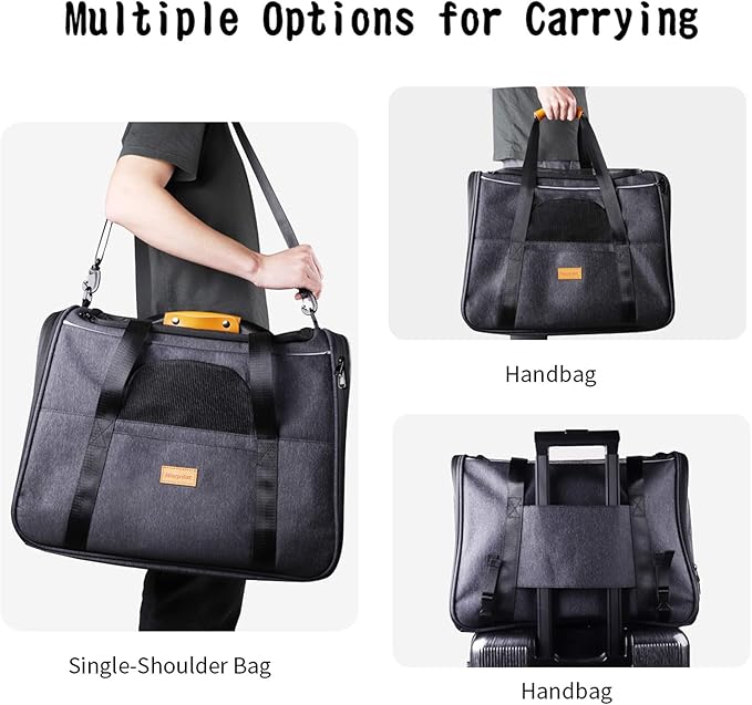 Morpilot Pet Carrier Bag, Portable Cat Carrier Bag Top Opening, Removable Mat and Breathable Mesh, Foldable Cat Carrier Transport Bag for Dogs and Cats, with Shoulder Strap and Pet Bowl Gray