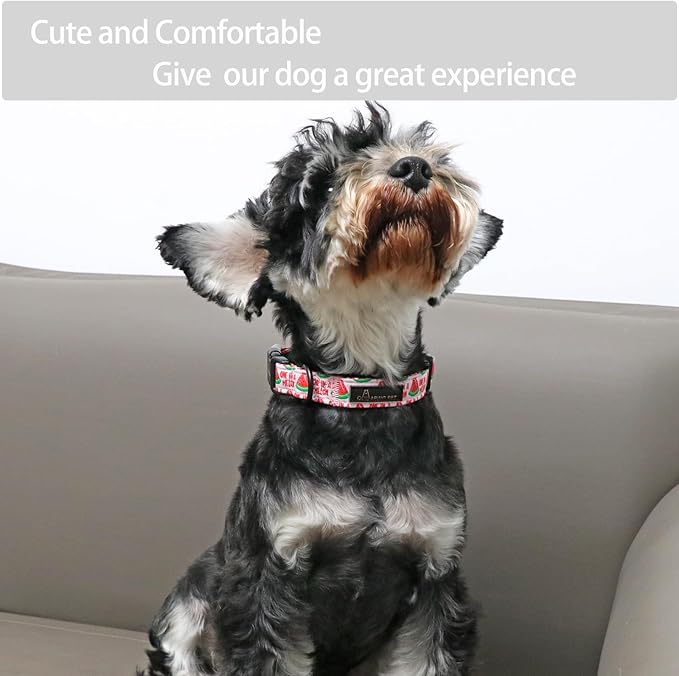 ARING PET Summer Dog Collar-Cute Watermelon Dog Collar for Large Dogs, Adjustable Soft Cotton Girl Dog Collars for Small Medium Large Dogs, Large