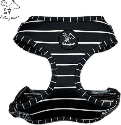 Dog Harness and Leash Set, No Pull Adjustable Soft Padded Vest, No Choke (Medium, White Stripe)