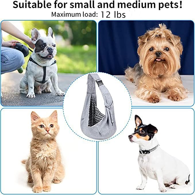 Dog Slings for Small Dogs,Adjustable Puppy Cat Sling Mesh Hands Free Chest Bag Escape Proof for Small Pet 10lbs Daily Walk,Outdoor Activity (Grey)