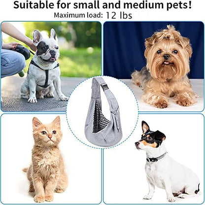 Dog Slings for Small Dogs,Adjustable Puppy Cat Sling Mesh Hands Free Chest Bag Escape Proof for Small Pet 10lbs Daily Walk,Outdoor Activity (Grey)