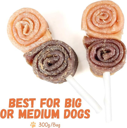 Dog Treats, Chicken Duck Big Roll with Rawhide Stick Healthy Dog Jerky High Protein Dog Training Treats Dog Snacks Chewy for Medium Large Dog 4 Counts