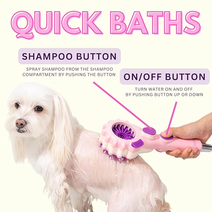 Forlina Brand Dog Shower Attachment | Multi-Functional | One-Handed Operation | Dog Bath Supplies | Shampoo Brush With Low Joint Stress | Easy To Install | Small