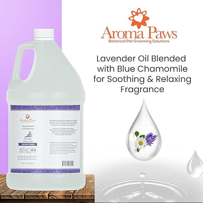 Dog Shampoo and Conditioner - Aromatic Tearless Shampoo for Cleansing, Grooming, and Conditioning - Moisturizing Shampoo for Dogs and Puppies - Lavender Chamomile, 1 Gallon