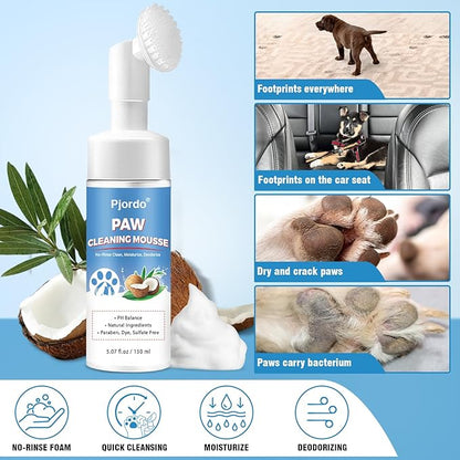 Dog Paw Cleaner Kit, No-Rinse Foaming Cleanser for Dogs and Cats, Dog Paw Balm for Heal Dry Cracked Paws & Nose, Pet Foot Washer Paw Scrubber for Large Medium Small XL Breed Dogs