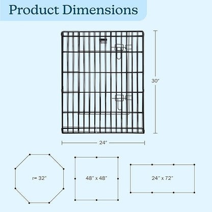 Dog Playpen - Foldable Metal Exercise Puppy Play Pen with 8 24x30in Panels - Indoor/Outdoor Pen with Door for Dogs, Cats or Small Animals by PETMAKER