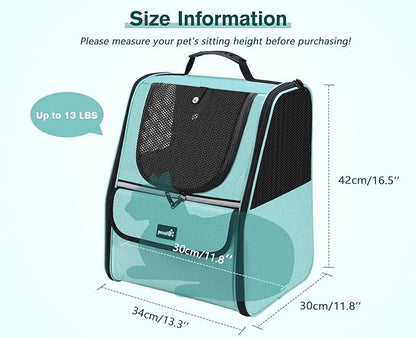Pecute Cat Backpack Carrier, Small Dog Backpack Carrier, Pet Backpack Carrier for Cats Dogs Puppy Kitten, Cat Carrier Bag Carrying for Travel Hiking Bike Riding Walking Outdoor,Mint Green