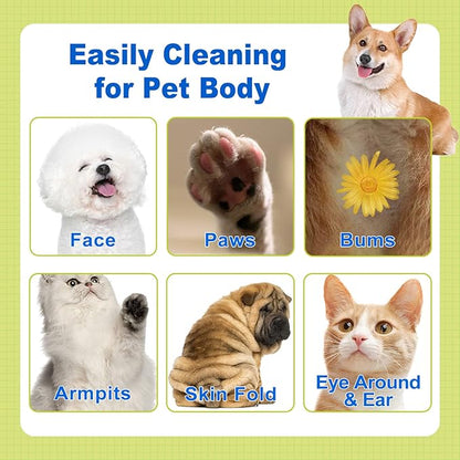 DR.EASY All Purpose Pet Grooming Wipes 100Ct Plant Based Ingredients for Paws,Body,Nose &Bum Cleaning,Remove Dirt,Dander & Excess Hair with Soft and Thick Wipes,No Fragrance