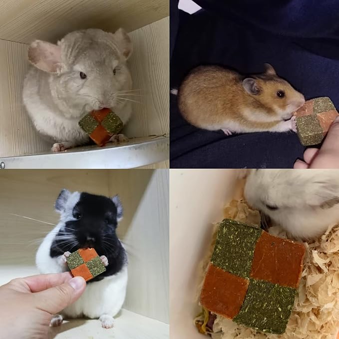 Fhiny 12 PCS Rabbit Carrots Chew Toys, Natural Timothy Hay Biscuit Cubes Rabbit Carrot Molar Treats Small Pet Snacks for Bunny Hamster Chinchilla Guinea Pig or Other Small Animals