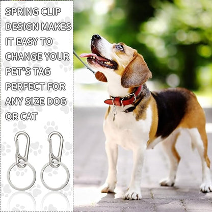 Dog Tag Clip for Collar 2 Pcs,Dog Tag Holder for Pet Collar, Secure Dog Tag Ring, Micro Carabiner, Pet Tag Clip - Stainless Steel, Dog Tag Holder Silvery