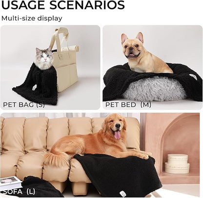 1 Pack 3 Calming Blankets Fluffy Premium Fleece Pet Blanket Soft Sherpa Throw for Dog Puppy Cat Black Medium (30_20'')