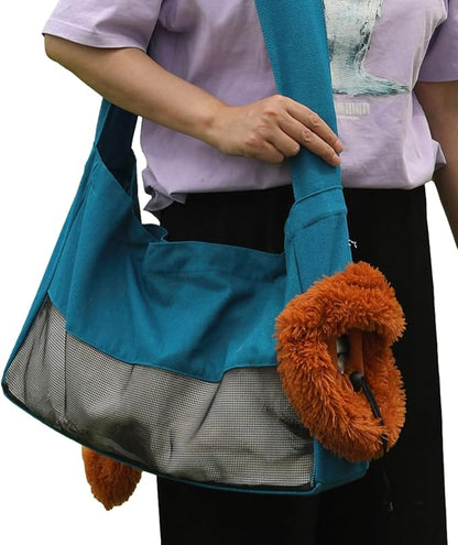 Dog Carrier Sling Lion-Shaped Pet Canvas Bag Cat Shoulder Bag Pet Body Holder for Daily Use Walking Travel Outdoor, Acid Blue S