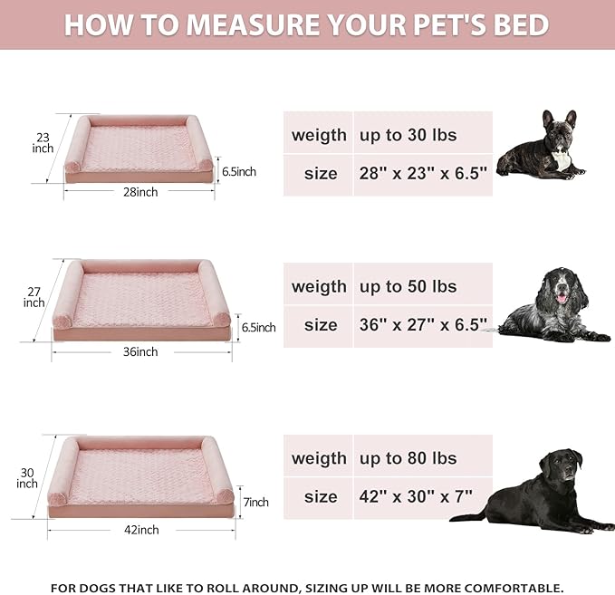 BFPETHOME Dog Beds for Large Dogs, Orthopedic Dog Bed for Medium Large Dogs,Big Waterproof Couch Dog Pet Bed with Removable Washable Cover