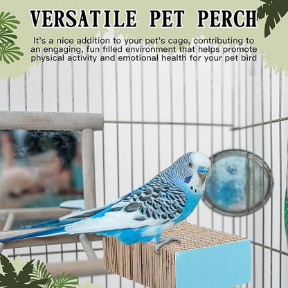 2 Pieces Bird Chew Toy Parrot Cage Perch Cardboard Platform Bird Paw Grinding Stand Parrot Cage Playground for Macaws, Small Parakeets, Conures, Budgies, Finches Conure Cockatiel (Small)