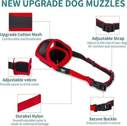 Dog Muzzles for Small Medium Dogs, Muzzle for Medium Sized Dog, Soft Muzzle for Dogs, Soft Mesh Dog Muzzles for Biting Barking Chewing, Muzzles for Dogs M Red