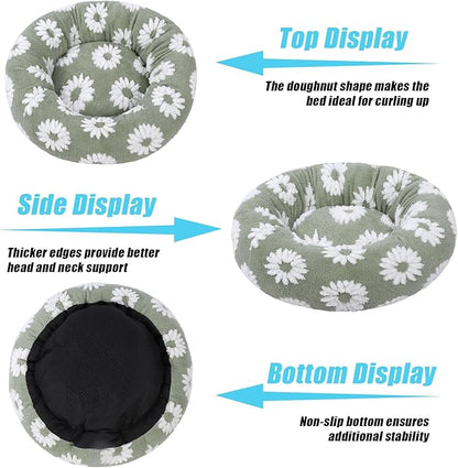 HYQ Small Dog Bed, Cat Beds for Indoor Cats, Dog Beds for Small Dogs with Anti-Slip Bottom, Cute Puppy Bed Washable-White-17inch