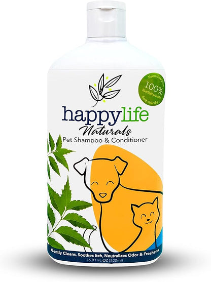 Dog Shampoo and Conditioner 2-in-1 Formula Natural Ingredients for Dogs & Cats - Cat Shampoo and Conditioner - Detangler Dog Shampoo Itchy Skin Relief - Hypoallergenic 500mL