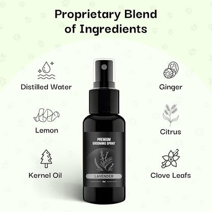 605Products Premium Dog Cologne & Odor Eliminator - Long Lasting Puppy Perfume, Deodorant & Grooming Spray with Essential Oils, (2oz) 3-Pack Combo Set