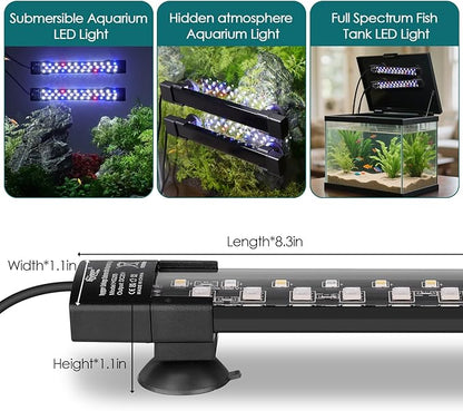 hygger Dual-Channel Controller Submersible Aquarium LED Light, 24/7 Mode Full Spectrum Hidden Fish Tank Light with 3 Rows Beads 7 Colors Auto On Off, Adjustable Timer Brightness (2)
