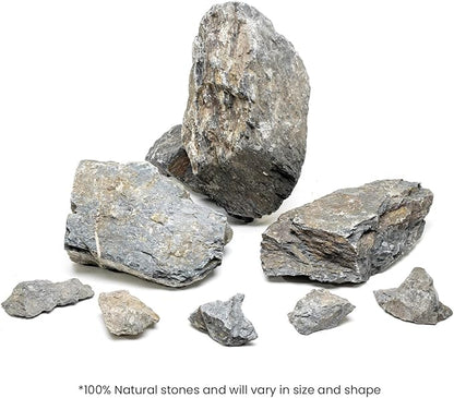SubstrateSource Natural Stone for Aquarium, Terrarium, Paludarium, Reptile Enclosures - Set of Decorative Rocks for Landcapes, Aquascaping, Fish Tank Decor (Manten Stone, 20 Pounds, 2-8")