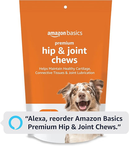 Amazon Basics Premium Dog Hip & Joint Supplement Chews with EPA and DHA, Chicken Liver Flavor, 60 Count (Previously Solimo)