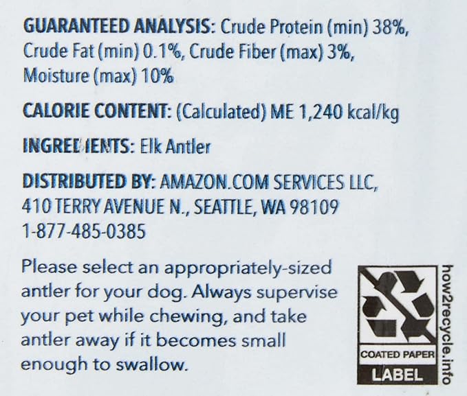 Amazon Brand  Wag Split Elk Antler, Naturally Shed, Medium (Best for Dogs 15-30 lbs)