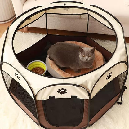 Mile High Life | Foldable Dog Playpen | Portable Dog Crate w Removable Shade Cover | Dog Kennel Indoor/Outdoor w Carry Case | Pen Tent for Dog/Cat/Rabbit(Brown, Small (29"x29"x17"))