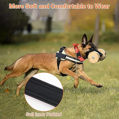 KCUCOP Tactical Dog Collar, Heavy Duty Dog Collar with Handle and Metal Buckle, Military Thick Dog Collars for Medium and Large Dogs(DarkBlue-XL-Reflective, 1 Patch)