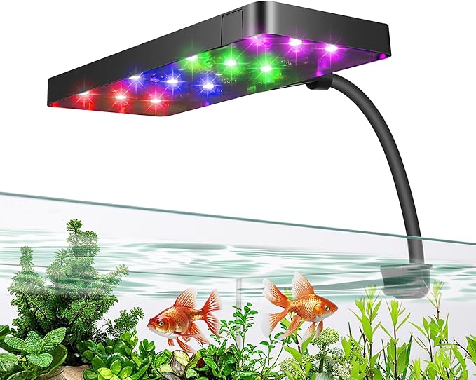 Smart 9W Aquarium LED Light, Nano Clip lamp for Aquarium Plant Growth,RGB Full Spectrum Aquarium Light,APP Control Adjustable Terrarium Light,