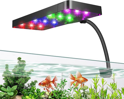 Smart 9W Aquarium LED Light, Nano Clip lamp for Aquarium Plant Growth,RGB Full Spectrum Aquarium Light,APP Control Adjustable Terrarium Light,