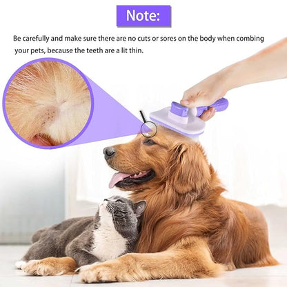 ACE2ACE Self-Cleaning Slicker Brush for Long and Short Pet Fur - Removes Hair With One Button