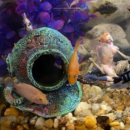 SLOCME Aquarium Sunken Submarine Helmet Decorations - Realistic Vintage Noah's Ark Shipwreck Fish Tank Decorations, Durable Resin Fish Tank Ship Accessories