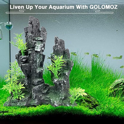 Aquarium Decorations Large and Tall Large Aquarium Decorations Fish Tank Ornaments Mountain View Stone Ornament Tree Rock Cave Artificial Fish Tank Ornament - 10.2 Inches High