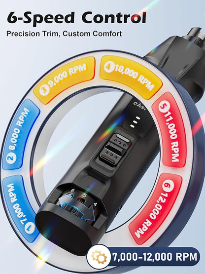 Casfuy 6-Speed Dog Nail Grinder  50%+ Boost Power Dog Nail Trimmers Quiet with Dust Cap & 2 LED Lights & 2000mAh Battery & 4.8V Motor Electric Pet Toenail File Tool for Large Medium Small Dogs Cats