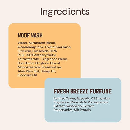 Sunny & Honey 4-in-1 Dog Shampoo and Conditioner & Perfume Spray Bundle - Moisturizing Body Wash - Detangling Spray Deodorizer (Coconut Woof Wash 16oz, Breeze Perfume 8oz)