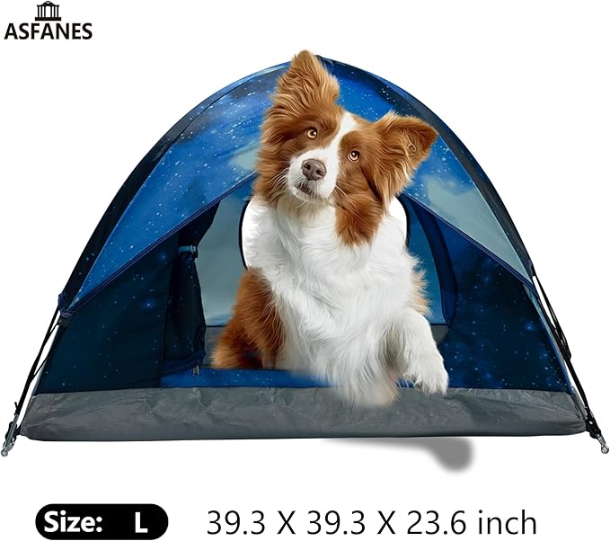 Outdoor Waterproof Pet Camping Tent, Cave Bed for Indoor Cats and Small Dogs, Portable Cat House Dog House, 39.3x39.3x23.6'', Navy Blue, L.