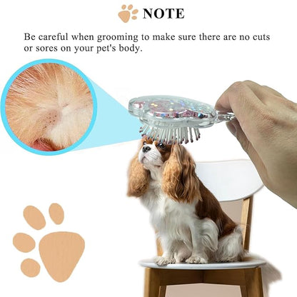 Soft Dog Brush for Small Dogs | Gentle Puppy Brush for Yorkies, Shih Tzus, Maltipoos & Maltese | Pet Hair Removal with Soft Bristles | Dog Brush for Shedding (Glitter Pink)