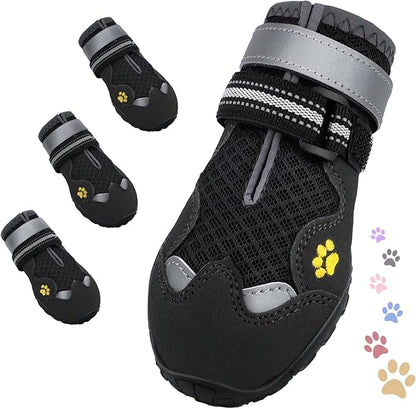 Dog Shoes for Large Medium Small Dog, Mesh Breathable Dog Shoes for Hot Pavement, Anti-Slip Dogs Boots Paw Protectors with Reflective for Outdoor Walking Indoor Hardfloors (Size 7)