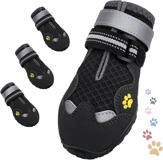 Dog Shoes for Large Medium Small Dog, Mesh Breathable Dog Shoes for Hot Pavement, Anti-Slip Dogs Boots Paw Protectors with Reflective for Outdoor Walking Indoor Hardfloors (Size 7)
