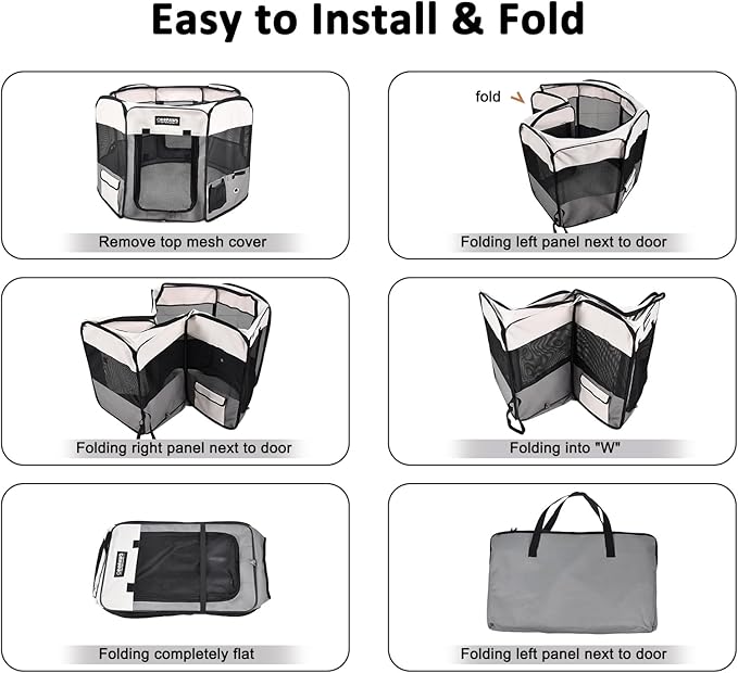 JESPET Pet Dog Playpens 36", 45" & 61" Portable Soft Dog Exercise Pen Kennel with Carry Bag for Puppy Cats Kittens Rabbits, Indoor/Outdoor Use