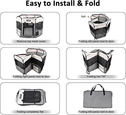 JESPET Pet Dog Playpens 36", 45" & 61" Portable Soft Dog Exercise Pen Kennel with Carry Bag for Puppy Cats Kittens Rabbits, Indoor/Outdoor Use