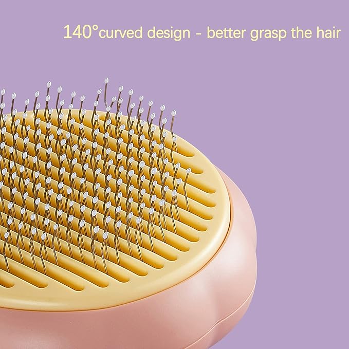 Cat Grooming Brush Dog Brush for Shedding Pet Pin Brushes for Long and Short Hair Self Cleaning Slicker Brush Gently Removes Loose Undercoat for Cats and Dogs, Orange and Pink