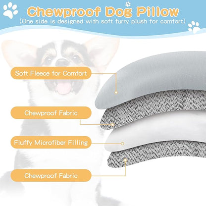 HOMBYS Chewproof Dog Pillow, Calming Toy for Dogs Anxiety Relief, Suitable for Both Crazy Tearers & Tame Dogs, Furry Surface Soft & Comfortable Dog Neck Pillow ImproveSleeping Machine Washable12.8x6.8
