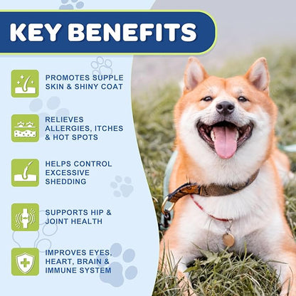 NATURE TARGET Omega 3 Fish Oil for Dogs, Salmon Oil for Dogs Skin and Coat with EPA & DHA Fatty Acids, Dog Itchy Skin Relief & Hot Spot Treatment, Reduce Shedding, Support Hip & Joint Health - 180 ct