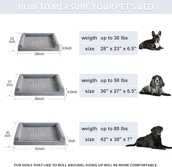 BFPETHOME Dog Beds for Large Dogs, Orthopedic Dog Bed for Medium Large Dogs,Big Waterproof Couch Dog Pet Bed with Removable Washable Cover