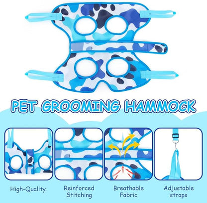 Dog Grooming Hammock Harness for Cats Dogs with Nail Clippers/Nail Trimmers/Grooming Scissors, Dog Grooming Harness for Nail Trimming, Relaxation Pet Restraint Leashes Sling Pet Grooming Sling Helper