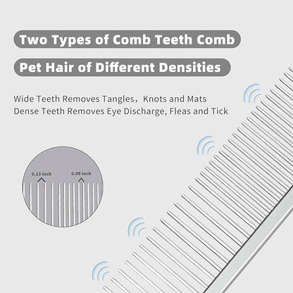 Stainless Steel Dog Comb - Cat Combs with Rounded Ends Teeth - Professional Metal Pet Grooming Removes Tangles Knots for Dogs Cats 7.6IN/1.42IN