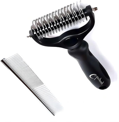 Professional Hair Dog Removal Tool Pet Grooming Brush Metal Comb, Cat Dog Removal Tool, Long Pet Brush Dog Brush metal cat comb long deshedding brush (Black)