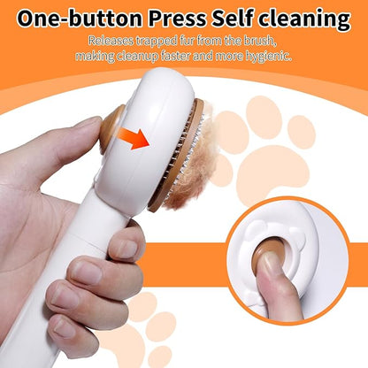 2 in 1 Pet Brush and Nail Grinder, Rechargeable Self-Cleaning Slicker Cat Brush for Shedding and Grooming, Pet Paws Nail Trimmers for Small & Medium Dogs